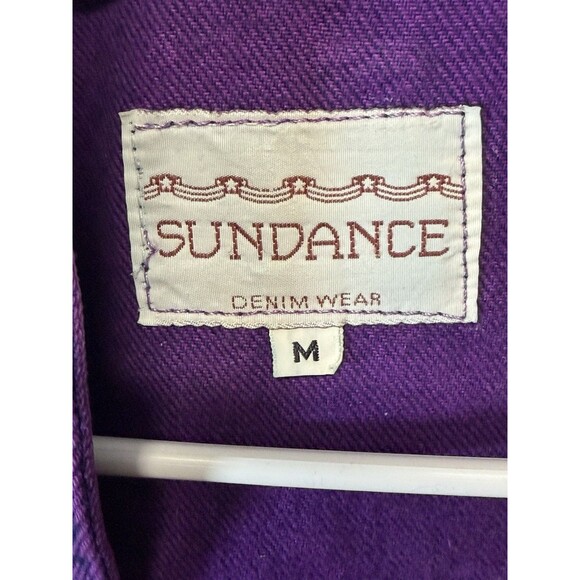 Vtg Sundance Women’s Denim Open Jacket PURPLE Acid Washed Southwestern Painted M - Picture 13 of 14